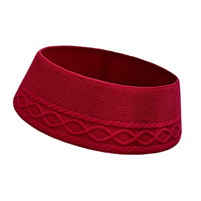 Rongfmy 71cm Knitted Christmas Tree Collar Universal Fit Accessory Festive Tree Ring Red