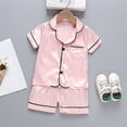 thumbnail image 3 of LEKWK Toddler Pajamas Short Sleeve Button Down Tops and Shorts Girls Comfy Lightweight 2 Piece Sleepwear Summer Fashion Casual Lounge Homewear, 3 of 4