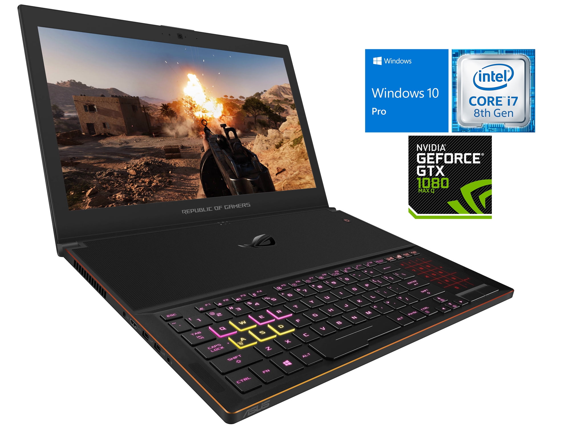 ASUS ROG Zephyrus Gaming Notebook, 15.6" IPS 144Hz FHD Display, Intel 6-Core i7-8750H Upto 4.1GHz, NVIDIA GTX 1080 8GB, 8GB RAM, 256GB NVMe SSD, Backlit Keyboard, Wi-Fi, Bluetooth, Windows 10 Pro