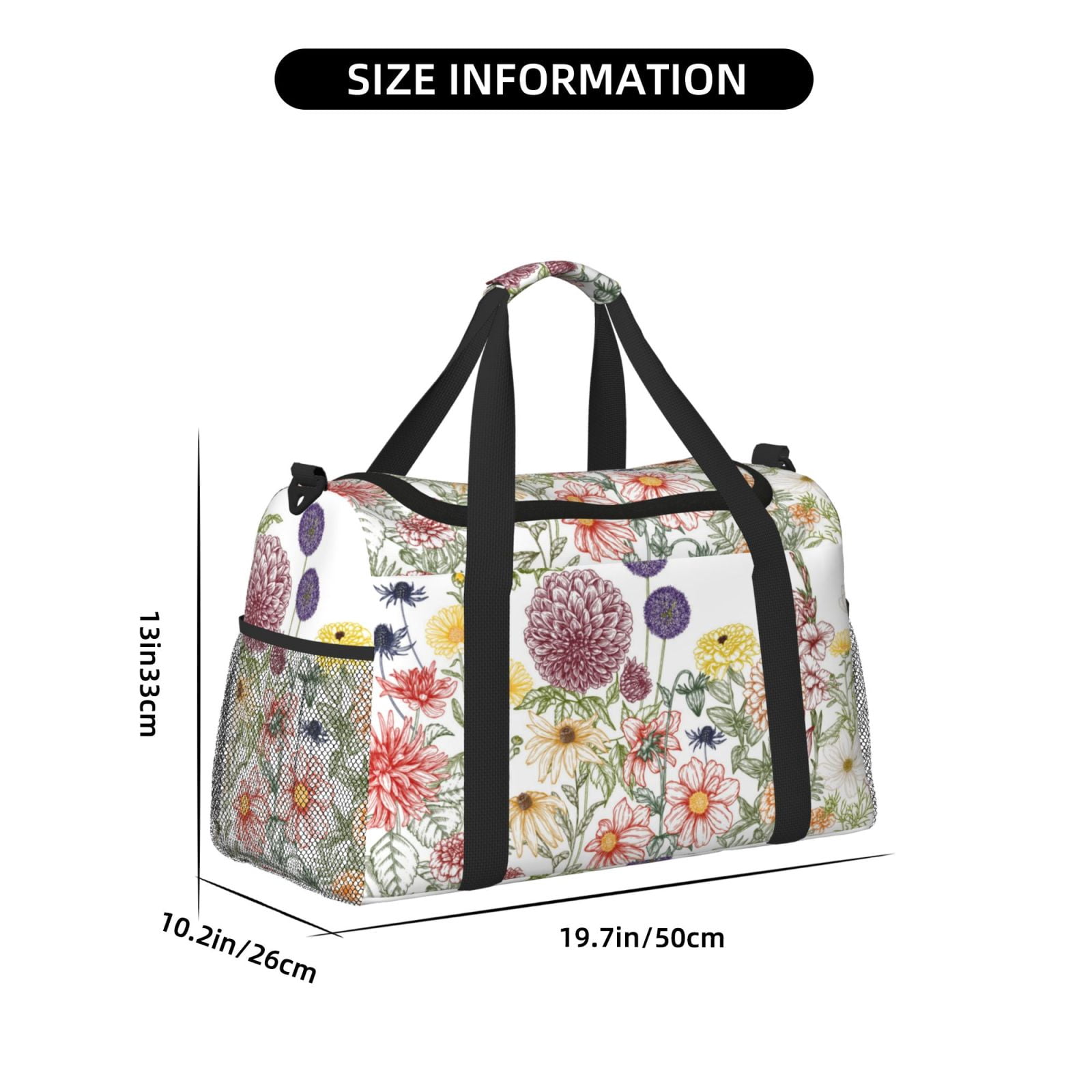 Fuzoiu Autumn Garden Print Travel Duffle Bag,Carry On Tote Bags,Duffel Bag,Sport Gym Bag, Hospital Bag for Labor and Delivery, Overnight Bag,Luggage Bag