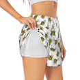 thumbnail image 2 of Bixox Women's Cute Little Bee pattern 2 in 1 Running Shorts - Lightweight Athletic Workout Gym Yoga Shorts Liner with Pockets - Large, 2 of 7