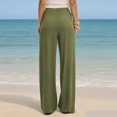 thumbnail image 5 of Women's Soft Nylon Spandex Stretch Trousers, Elastic Waist Straight Leg Long Pants with Functional Pockets, Tummy Control Slimming Fit, Casual Daily Wear, Work & Weekend | TruHer,Army Green L, 5 of 9