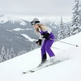 thumbnail image 3 of Dakiuu Kids Snow Bibs Girls Boys Insulated Waterproof Ski Pants Snow Suit Warm Outdoor Activewear Snowboard Overalls Snowsuit with Pockets Purple 8-9 Years (140), 3 of 8