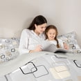 thumbnail image 4 of Castle Fairy Abstract Overlay Square Twin Comforter Sets 2pcs,Mid Century Hollow Block Bedding Set,Beige Taupe Gray,Reversible,1 Comforter and 1 Pillowcase, 4 of 6