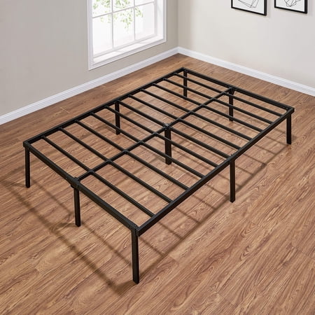 mainstays 14  heavy duty steel slat full platform bed frame  black