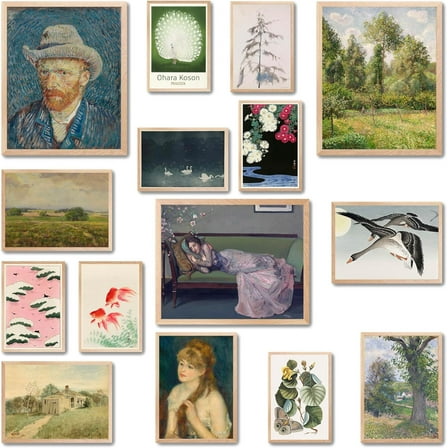 15 Pcs Vintage Eclectic Wall Art Prints, Maximalist Gallery Wall, Colorful Eclectic Decor, Colorful Art, Girls Room, Vintage Wall Art Prints, Moody Maximalist Bedroom Decorations (UNFRAMED)