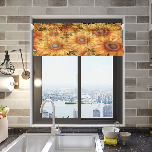 BZSMCE Alance Curtains The Painting Of Sunflower Design Modern Style Pattern Window Curtain Valance 52W" x 18L" for Kitchen Living Room Bedroom