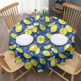 thumbnail image 3 of Yellow Lemon Fruit Slices Blue Pattern Round Tablecloth 60"x60",Wrinkle Wipeable Table Cloth for Kitchen Dining Room Picnic Patio Party, 3 of 6