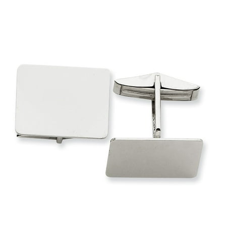 Diamond Rectangular Cufflinks - 14K White Gold Rectangular Cuff Links