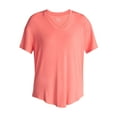 thumbnail image 4 of Time and Tru Women's V-Neck Tunic Tee with Short Sleeves, Sizes XS-XXXL, 4 of 6
