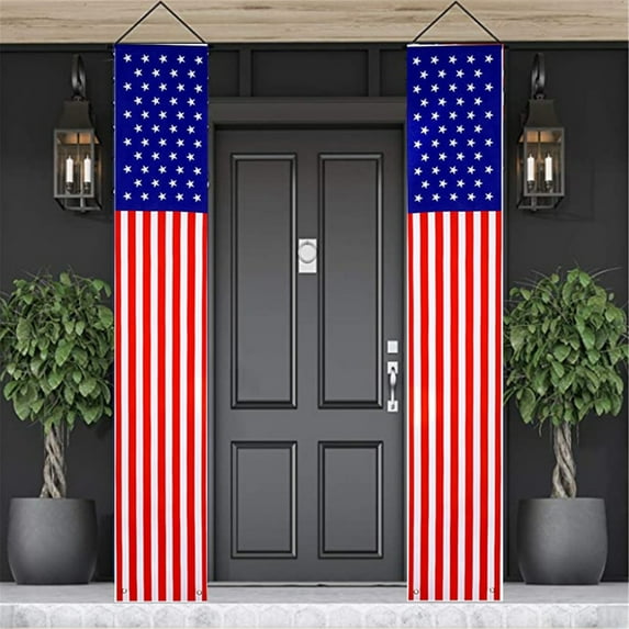Moocorvic Clearance 4th of July Decorations Patriotic Decorations Sign Banners Red White And Blue Decorations Bunting Banner for Independence Memorial Veterans Day Outdoor Indoor Yard