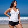 thumbnail image 4 of RELLECIGA Women's Plus Size Twist Front Ruched Tankini Bathing Suits for Women Two Piece Swimsuits with Board Shorts, 4 of 11