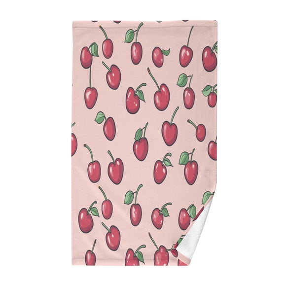 Yayeee 100% Cotton Hand Towels for Bathroom 16" x 28" Soft Absorbent Kitchen Towel, Cherries Pattern