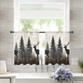 thumbnail image 4 of Sheer Curtains 45 Inches Long, Rustic Nature Tree Retro Deer Silhouette Light Filtering Window Curtains for Living Room/Bedroom, Forest Elk Rod Pocket Voile Sheer Curtain Drapes, 52"Wx45"L, 2 Panels, 4 of 9