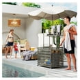 thumbnail image 2 of Wicker Pool Float Storage Organizer, PE Rattan Pool Float Holder with Basket Shelf Towel Bars, Rolling Pool Caddy for Floaties, Noodles, Life Vests, Beach , Mixed-Gray, 2 of 9