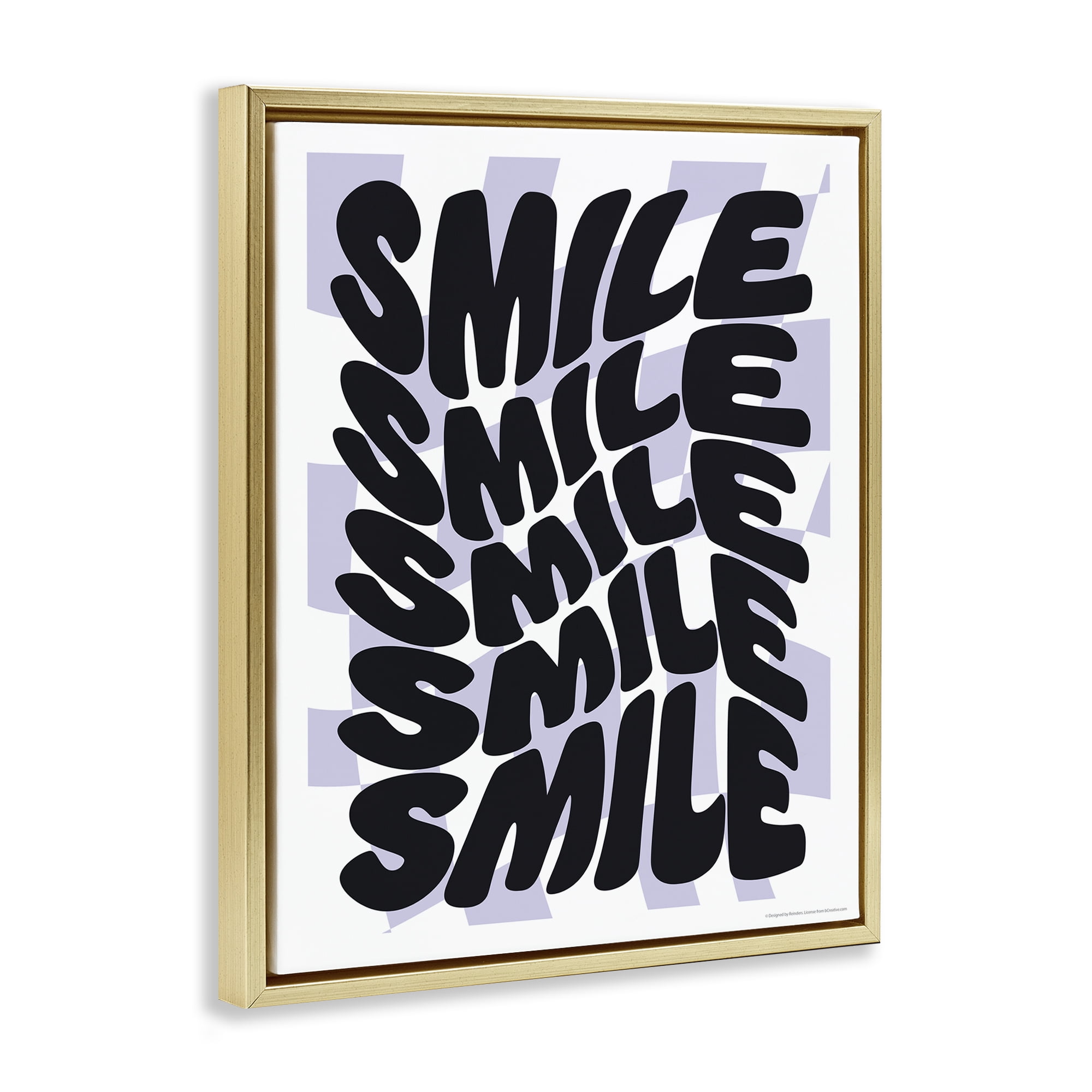 Stupell Industries Wavy Smile Typography Text & Numbers Painting Gold Floater Framed Canvas Art Print Wall Art, 17 x 21