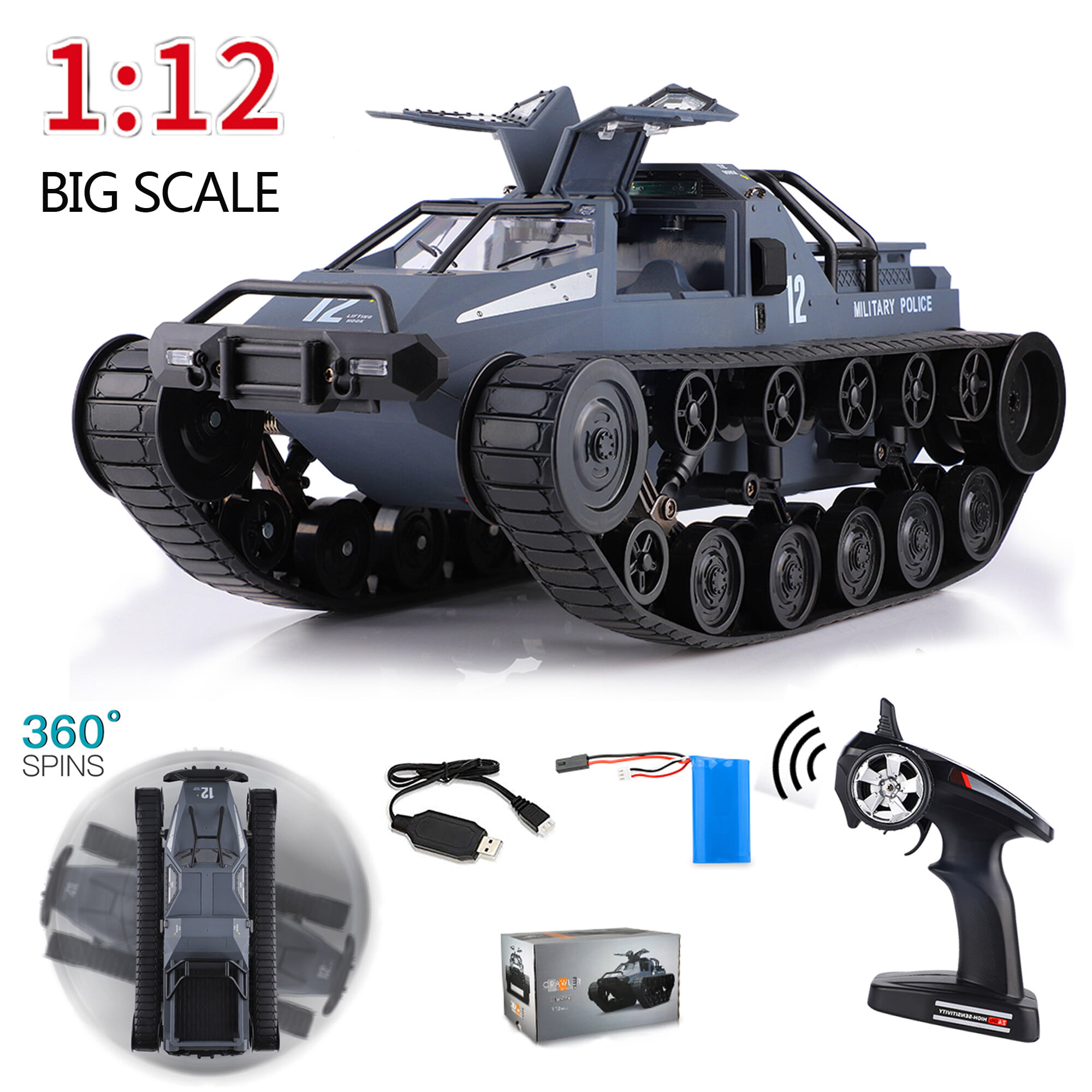 snor Controversieel Wrok Remote Control Crawler High Speed Tank Off-Road 4WD RC Car 2.4 Ghz RC Army  Truck 1/12 Drift Tank RC Tank All Terrain Monster Truck Gifts for Kids  Adults - Walmart.com
