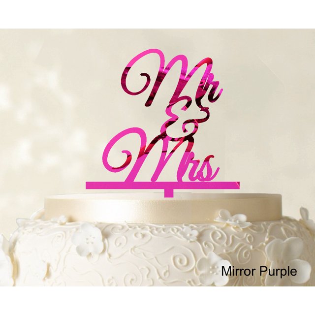 Mr And Mrs Wedding Cake Topper Mirror Cake TopperColor Option Available 4-5 Inches Wide