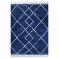 thumbnail image 3 of Diamond Weave Plush Polypropylene Indoor Shag Area Rug with Fringe - 4' x 6’, Cream-Blue, 3 of 10