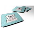 thumbnail image 1 of ""Caroline'S Treasures Bb1158Fc Posavasos de espuma con diseño de bulldog inglés, color azul y blanco, 3,5"""" de alto x 3,5""" de ancho, multicolor"", 1 of 1