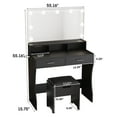 thumbnail image 3 of VEANERWOOD Makeup Vanity Table Set with Lighted Mirror & Power Strip for Bedroom, Black, 3 of 12