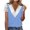Blue, variant on Giftesty Womens Blouses and Tops Women Fashion Summer Sexy Fold Printed Regular Women Short Sleeves V Neck Button Top