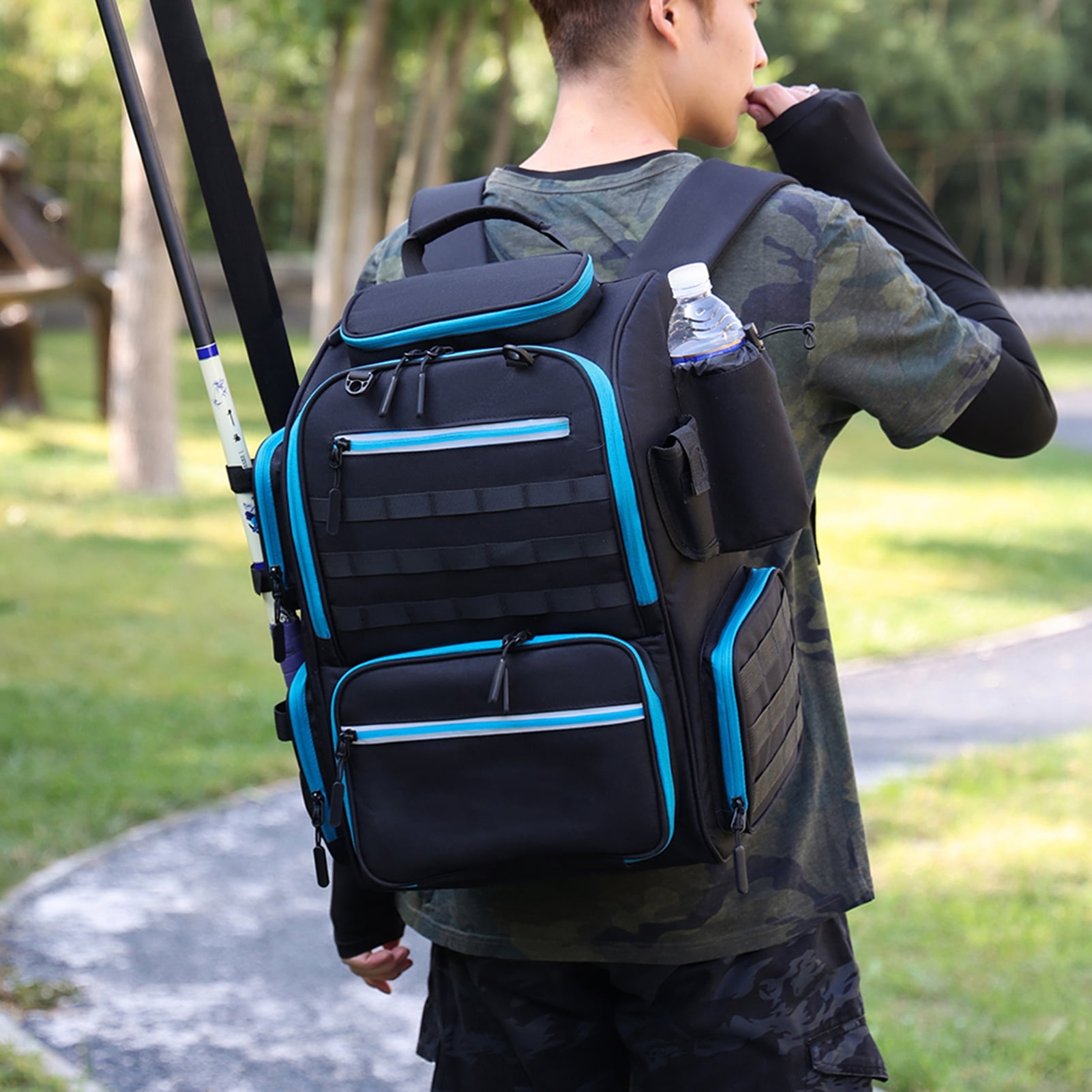 Tackle Lixada Fishing Backpack Waterproof Fishing Tackle Storage Bag With 4 Trays And Rain Cover
