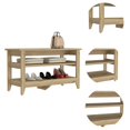 thumbnail image 2 of Light Oak 2-Shelf Rectangle Storage Bench, 2 of 6