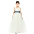thumbnail image 3 of Ekidsbridal Girl Bridesmaid Flower Girl Dress - V-Neck Ivory Tulle Dress with Tiebow 218noFT-A (Size: 2-12), 3 of 4