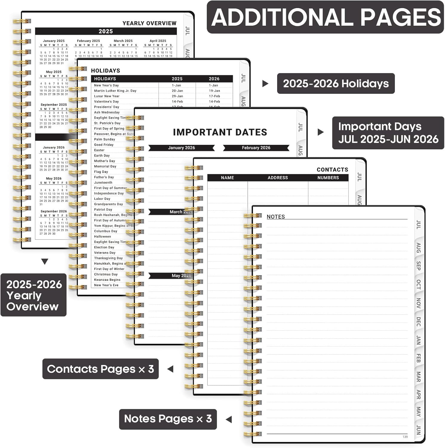 Academic Planner 2025-2026, Weekly and Monthly Calendar Planner Book, July 2025 – June 2026, Hardcover Organizer with Tabs, Perfect for Teachers, Students, Women & Men, A5 (6.4" x 8.5") - Pink