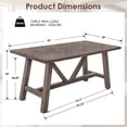 thumbnail image 2 of Dayalane 63“ Dining Table for 4 6 People, Farmhouse Country Style Solid Wood Pine Dining Room Table with Triangle Reinforced Base Rectangular，Grid Pattern Kitchen Table for Kitchen Dining, Brown, 2 of 8