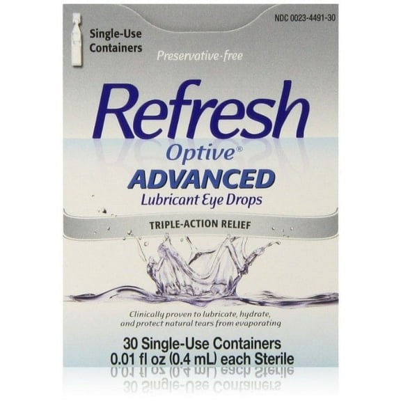 Refresh Optive Advance Visual Triple Action Optical Drops, Unisex, 30Ct