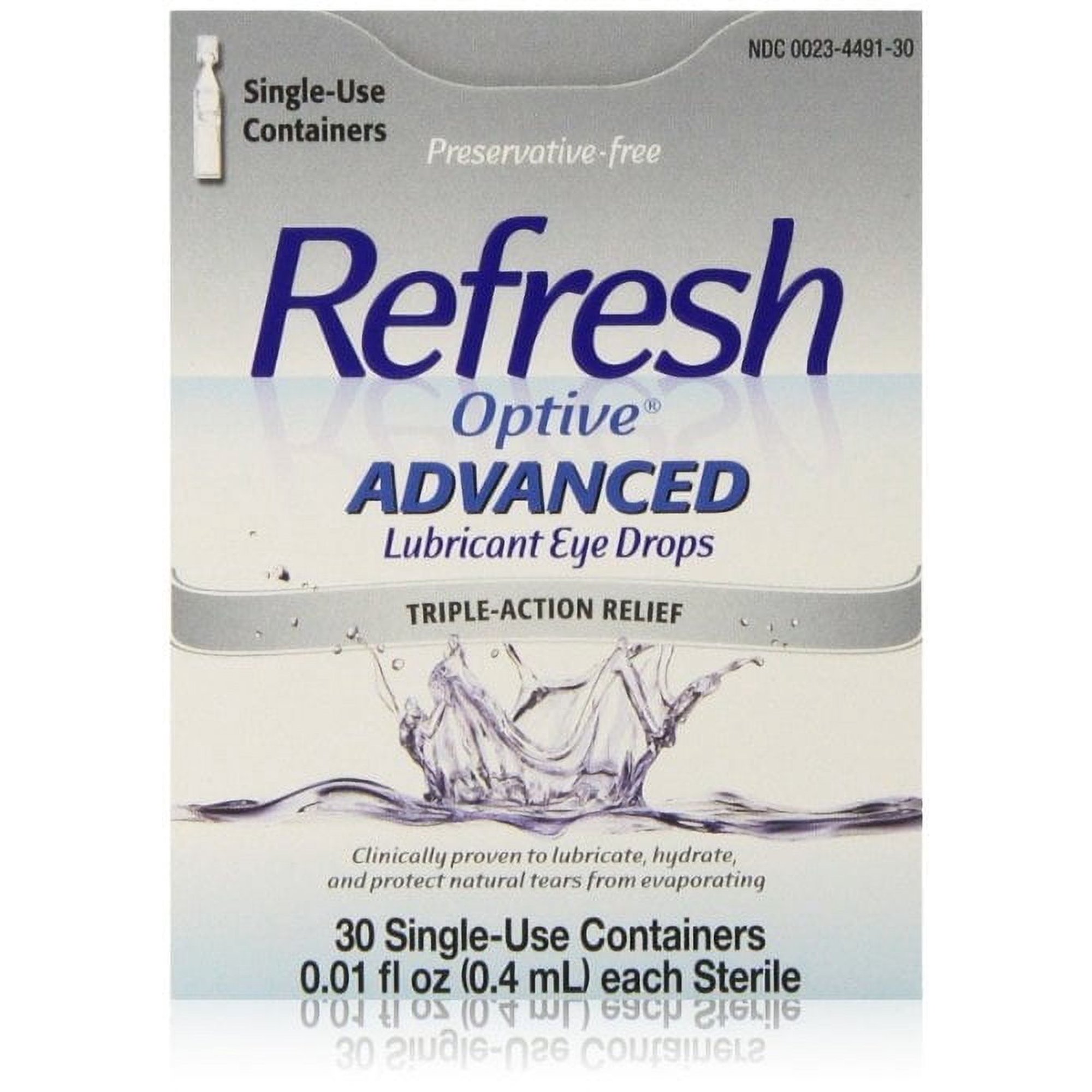 Refresh Optive Advance Visual Triple Action Optical Drops, Unisex, 30Ct