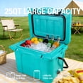 thumbnail image 6 of Portable Hard Cooler 25QT, Rotomolded Insulated Cooler Box with Bottle Opener, Heavy Duty Ice Chest with Cup Holder for Camping, Fishing, Beach, Tailgate, Turquoise, 6 of 10