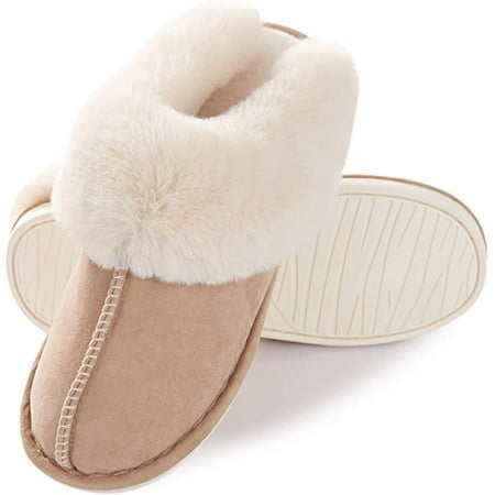 

ASG Womens Slipper Memory Foam Fluffy Soft Warm Slip On House Slippers Anti-Skid Cozy Plush for Indoor Outdoor