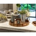 thumbnail image 6 of Round Wood Serving Trays Set of 2, Ottoman Tray Rustic Acacia Wooden Trays with Handles, Nesting Circle Tray with 4 Coasters for Coffee Table Living Room Bathroom Bedroom Party, 6 of 17