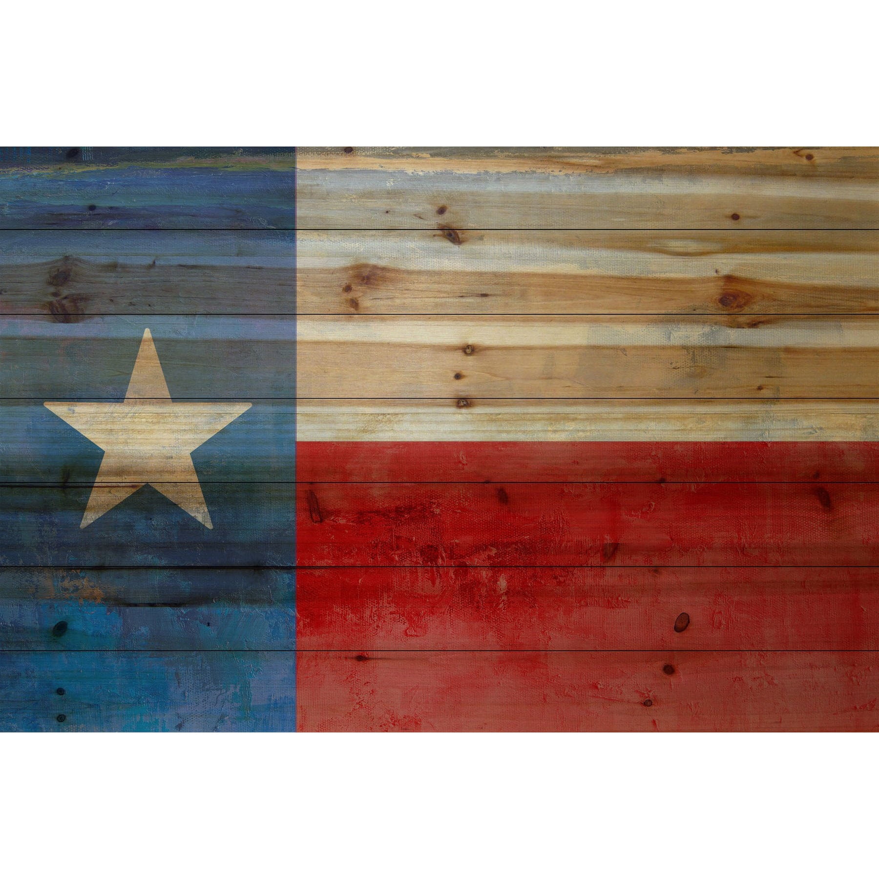 "Texas Red and Blue" Painting Print on Natural Pine Wood