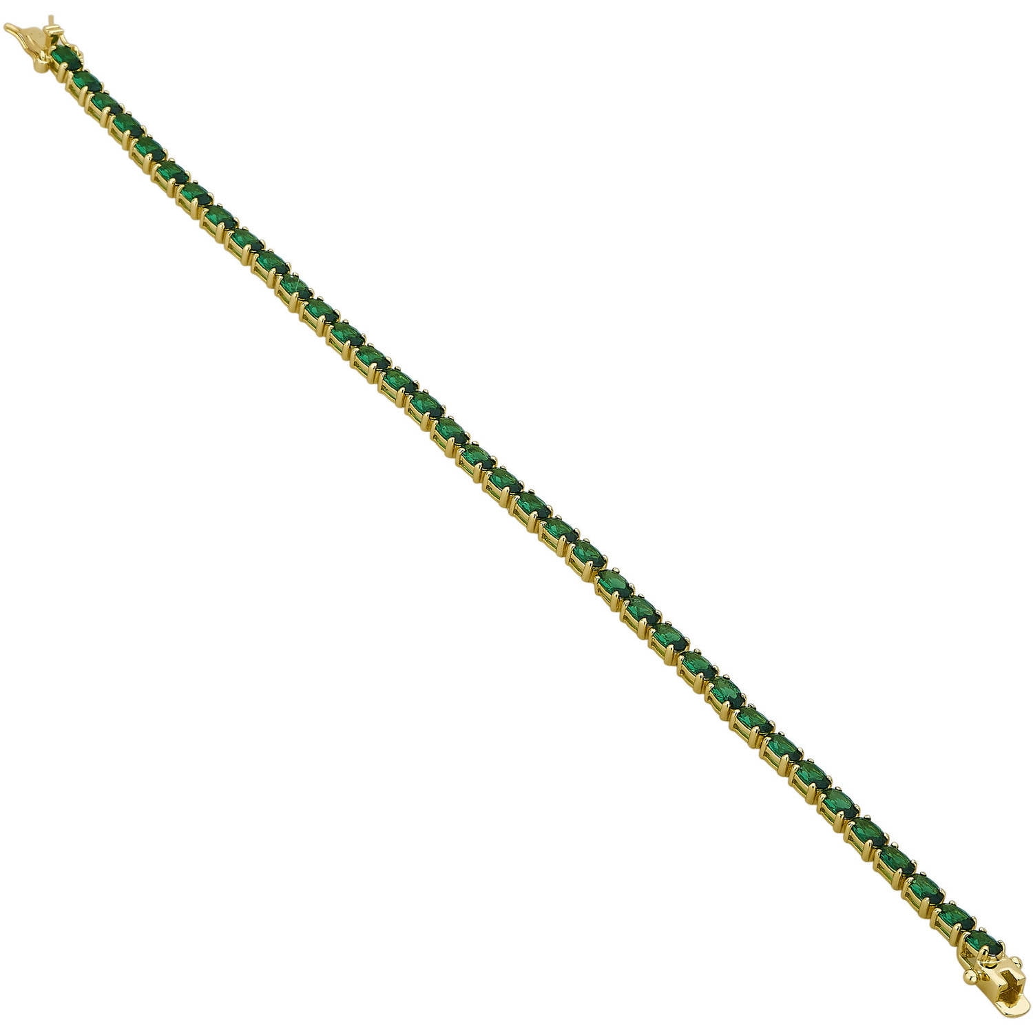 Created Emerald Gemstone Goldtone Sterli
