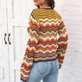 thumbnail image 5 of Drses Women's Fall Rainbow Cardigan - Color Block Striped Long Sleeve Open Front Knit Sweater Coat, 5 of 6
