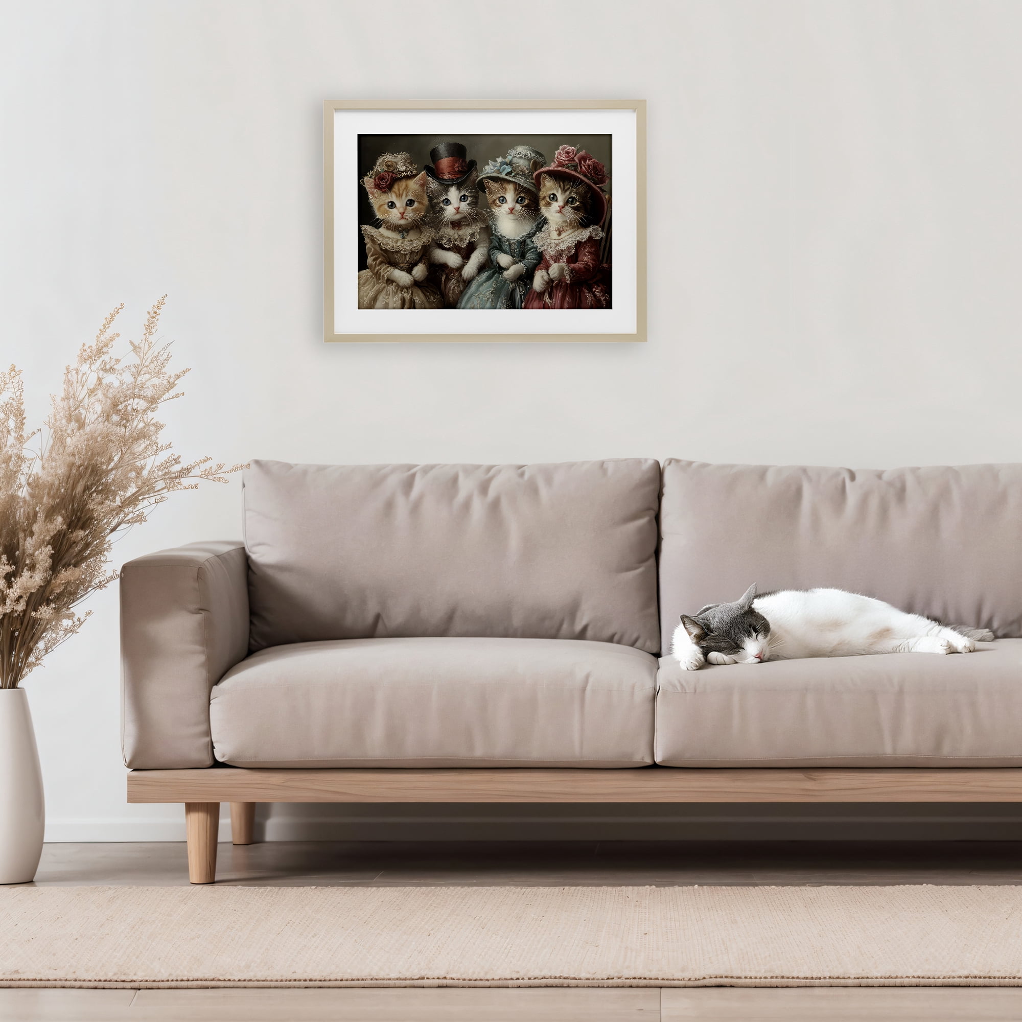Stupell Industries Vintage Dress Kittens Birch Framed Print Under Glass, design by The Wands Want