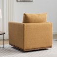 thumbnail image 5 of 360-Degree Swivel Accent Armchair with Rubber Wood Base, Modern Linen Fabric Lounge Sofa Chair for Living Room, Bedroom, Mustard Yellow, 5 of 7