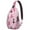 Pink Christmas Tree, variant on Sling Backpack,Red and Black Checkered Christmas Snowflake Pattern Sling Bag with Water Bottle Holder,Waterproof Sling Bag for Men/Women with Headphone Jack for Hiking,Travel