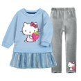thumbnail image 3 of Hello Kitty niños niñas dibujos animados Otoño e Invierno manga larga falda plisada de terciopelo dorado vestido + conjunto de pantalones cálidos casuales, 3 of 5