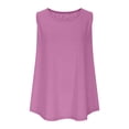 thumbnail image 3 of Josdec Women Plus Size Solid Round Neck Sleeveless Curved Hem Tank Top Soft Polyester Loose Casual Layering Vest Spring Summer Daily Loungewear Shirts L-5XL, 3 of 8