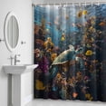 thumbnail image 5 of Summer Marine Life Shower Curtain for Bathroom Decor, Modern Turtle Shark Coral Waterproof Fabric Shower Curtain, 72"x96" Set with 12 Hooks, 5 of 9