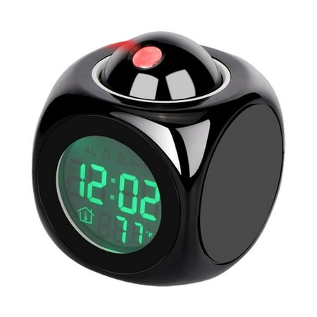 Pekkaxy LED Projection Alarm Clock, 3.54 x 3.54 x 4.13 in, Projects Time & Date onto Ceiling, Perfect for Bedroom Nightstand