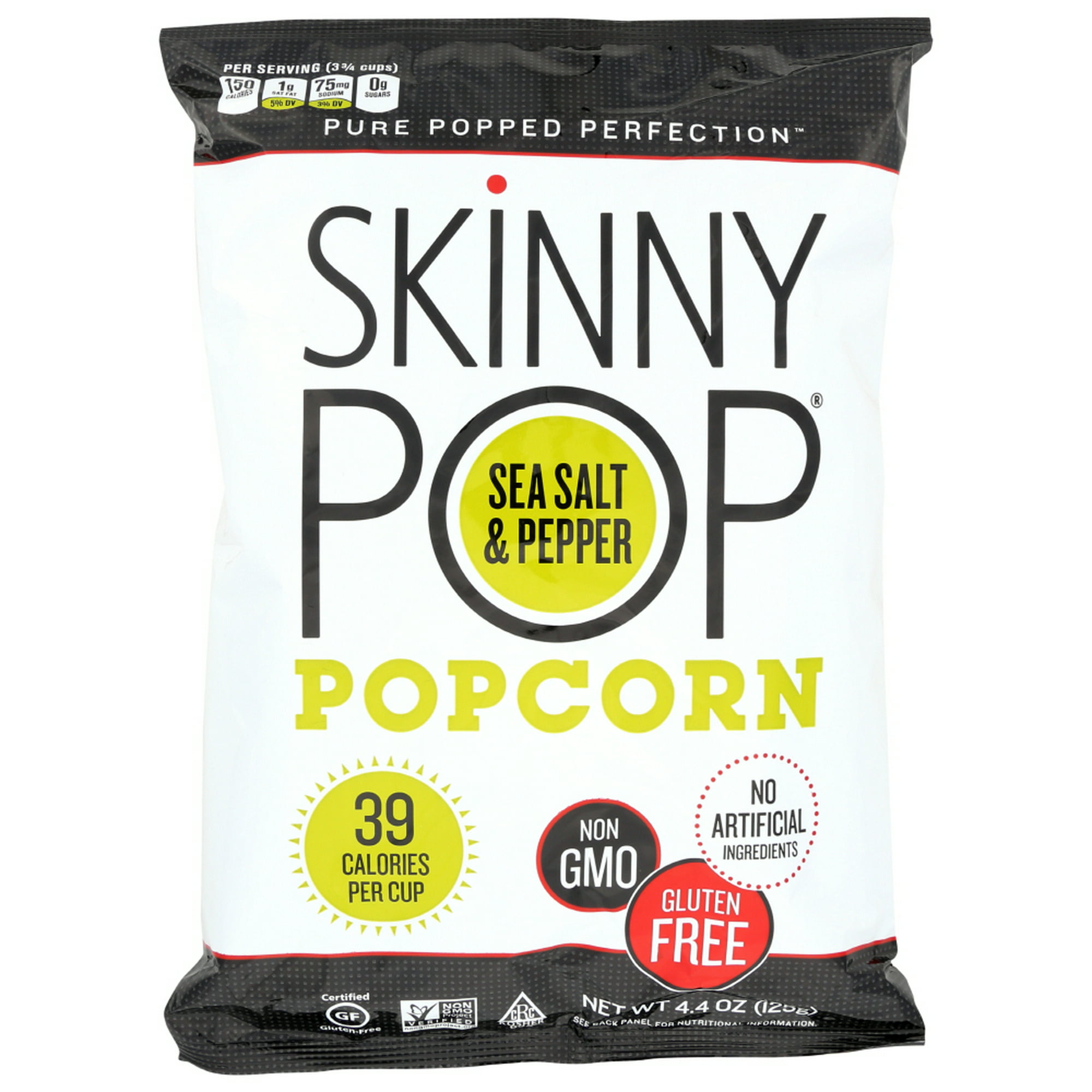Skinnypop Popcorn Skinny Pop - Sea Salt and Black Pepper , 4.4 OZ