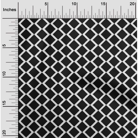 oneOone Georgette Viscose Black Fabric Argyle Check Sewing Fabric By The Yard Printed Diy Clothing Sewing Supplies 42 Inch Wide