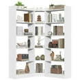 thumbnail image 6 of Tall Corner Bookshelf, 6 Tier L-Shaped Bookcase, Wood Large Book Case Display Shelf for Living Room, Home Office, Study, White, 6 of 9