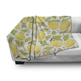 thumbnail image 3 of Lemon Soft Flannel Fleece Blanket, Lemonade Fruit and Leaves Doodle Fresh Along Citrus on a Muted Tone Backdrop, Cozy Plush for Indoor and Outdoor Use, 50" x 60", Green and Mustard, by Ambesonne, 3 of 6